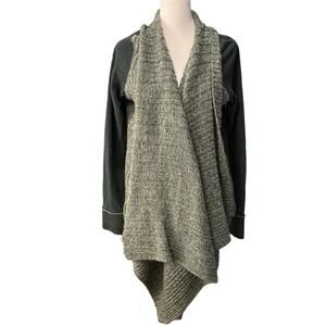 Anthro Sat Sunday gray black waterfall cardigan sweater size m Open front